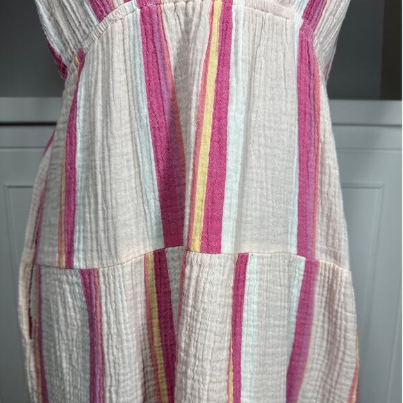Marine Layer Sage Double Cloth Pink Stripe Maxi Dress Size M Beach Coastal Boho - Picture 9 of 13